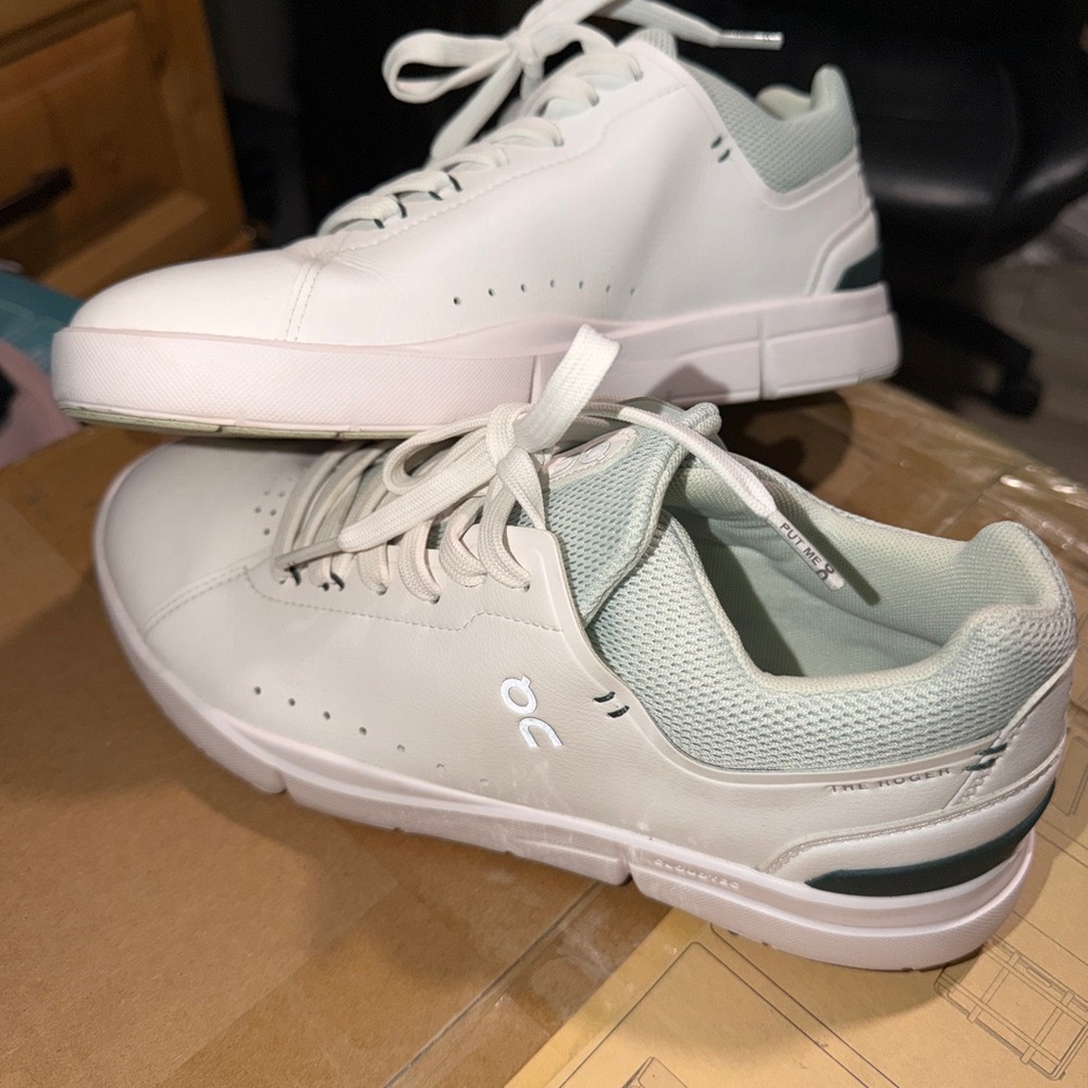 On Running Women's The Roger White Sneakers with Mint Accents